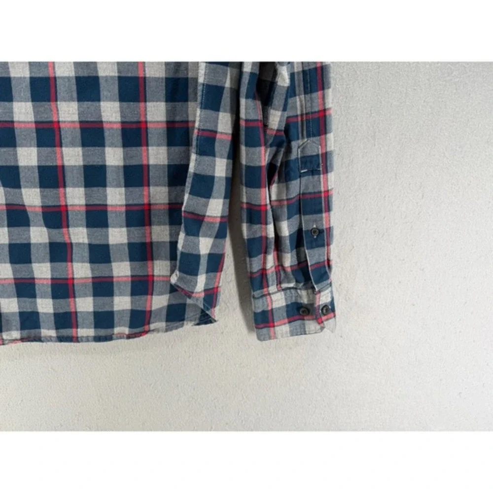 Banana Republic Flannel Shirt Mens Size S Gray Blue Grant‎ Luxe Tartan Heritage